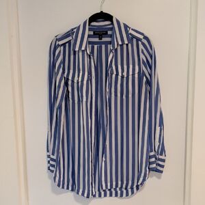 Banana Republic Blue and White Striped Shirt